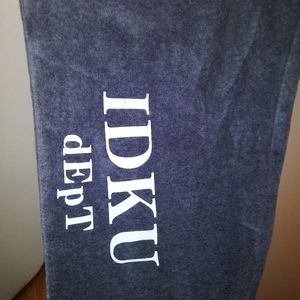 IDKU soft plush grey white female sweat pants